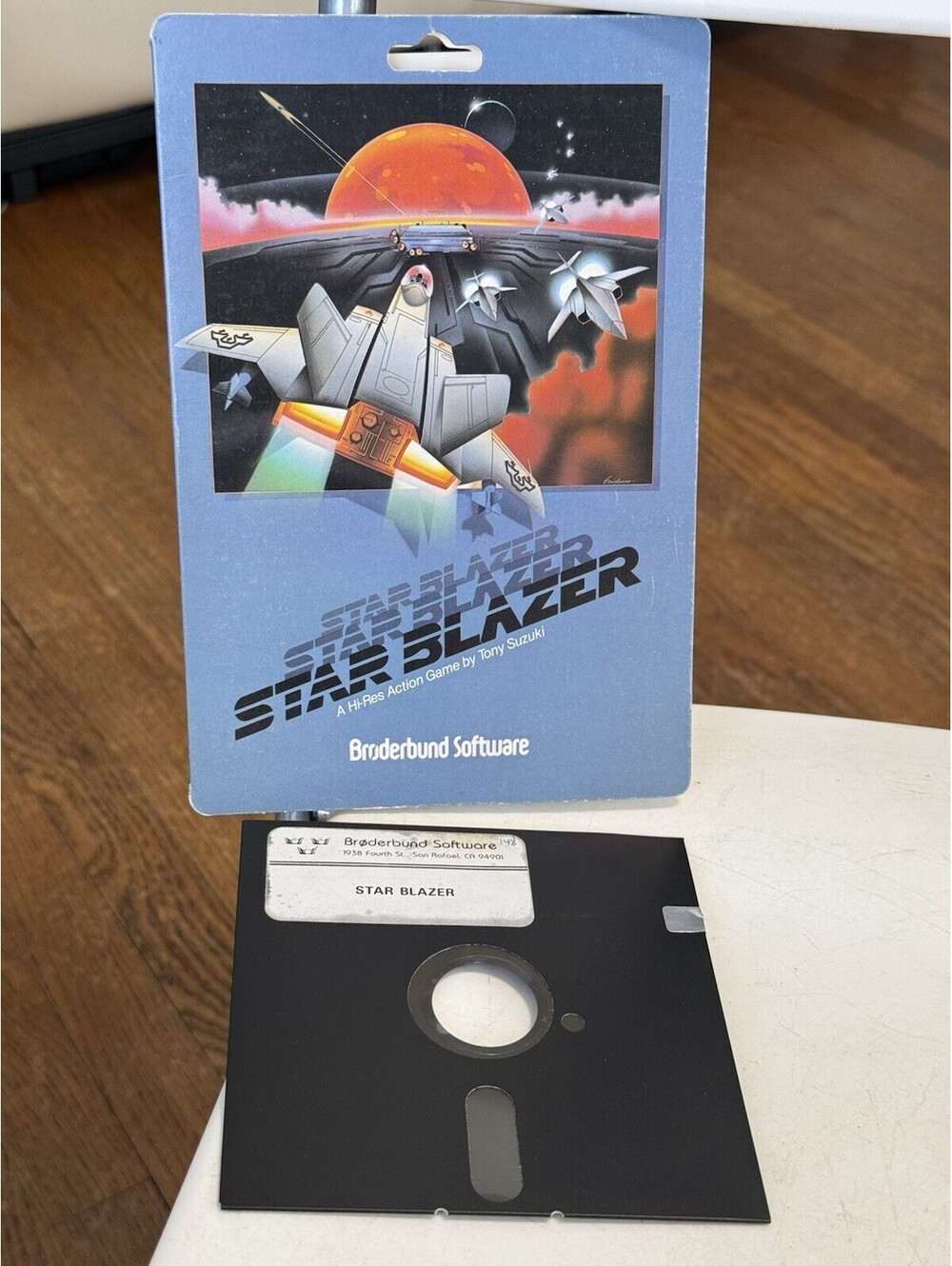 Star Blazer Broderbund Software Hi-Res Action Game for Apple II+ plus computers